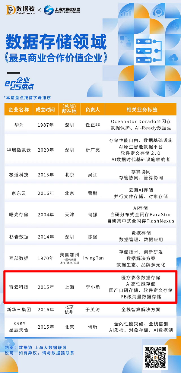 霄云科技入选《2025中国数据存储领域最具商业合作价值企业盘点》：以自主创新领跑智能存储新赛道(图1)